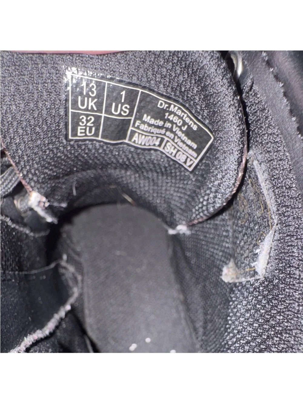 Dr. Martens Pink Disco Crinkle Textile Boot Interior View